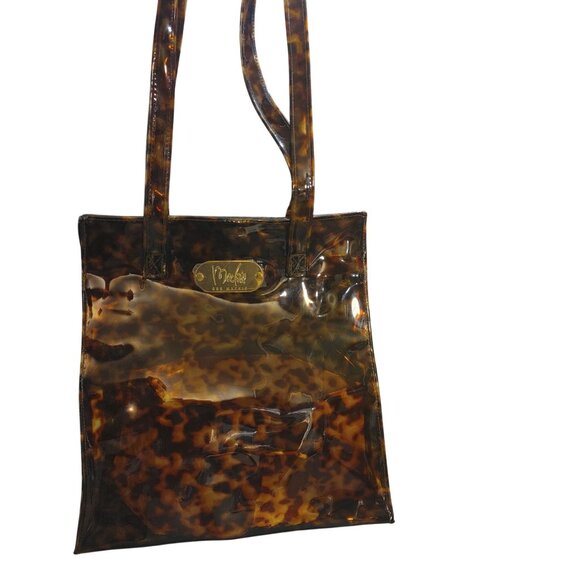 Bob Mackie Tortoise Shell Vinyl Tote Bundle Brighton Leather - Picture 4 of 13